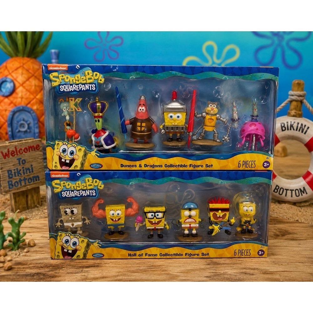 SpongeBob Dunces & Dragons Hall of Fame Figure Sets Lot 2 New Just Play